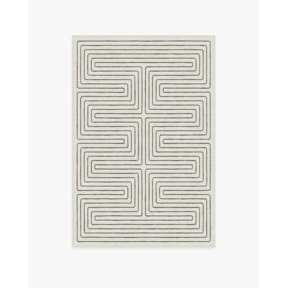 Labyrinth Camel & Ivory Flatwoven Rug by Jonathan Adler - 120 x 185 cm - Rug + Cushioned Pad System