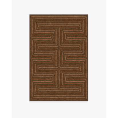 Labyrinth Brown & Orange Flatwoven Rug by Jonathan Adler - 120 x 185 cm - Rug + Cushioned Pad System