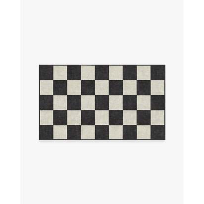 Jaque Checkered Black Flatwoven Rug - 90 x 150 cm - Rug + Cushioned Pad System
