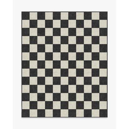 Jaque Checkered Black Flatwoven Rug - 245 x 305 cm - Rug + Cushioned Pad System