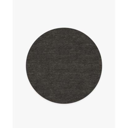 Melange Solid Charcoal Flatwoven Rug - 185 Round cm - Rug + Cushioned Pad System