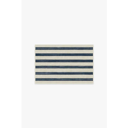 Sumi Sailor Stripe Navy Flatwoven Rug - 60 x 90 cm - Rug + Cushioned Pad System