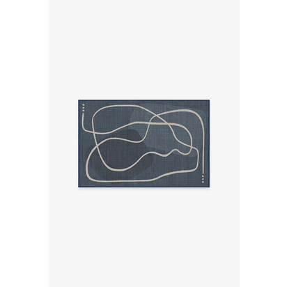Strova Dusk Blue Flatwoven Rug - 60 x 90 cm - Rug + Cushioned Pad System