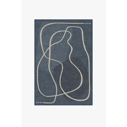 Strova Dusk Blue Flatwoven Rug - 120 x 185 cm - Rug + Cushioned Pad System