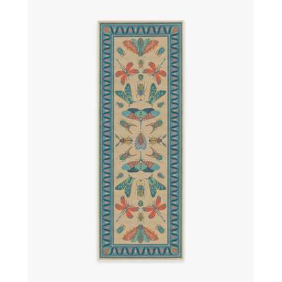 Flutterby Multicolor Flatwoven Rug by Iris Apfel - 75 x 215 cm - Rug + Cushioned Pad System