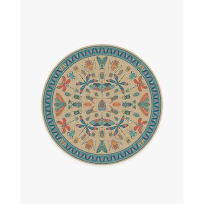 Flutterby Multicolor Flatwoven Rug by Iris Apfel - 185 Round cm - Rug + Cushioned Pad System