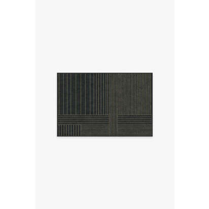 Bowie Charcoal Flatwoven Rug - 60 x 90 cm - Rug + Cushioned Pad System