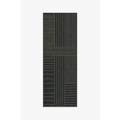 Bowie Charcoal Flatwoven Rug - 75 x 215 cm - Rug + Cushioned Pad System