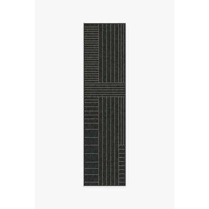 Bowie Charcoal Flatwoven Rug - 75 x 305 cm - Rug + Cushioned Pad System