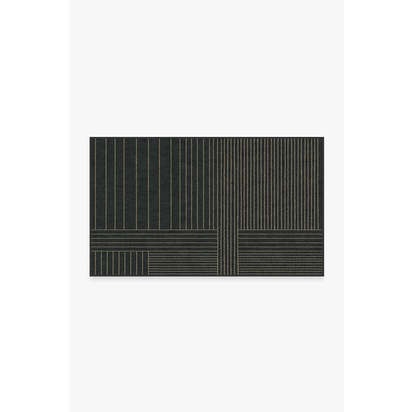 Bowie Charcoal Flatwoven Rug - 90 x 150 cm - Rug + Cushioned Pad System