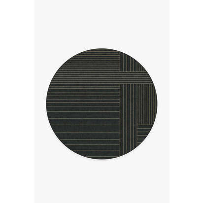 Bowie Charcoal Flatwoven Rug - 185 Round cm - Rug + Cushioned Pad System
