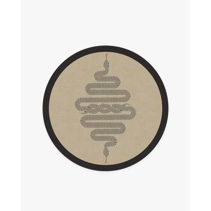 Venom Neutral Flatwoven Rug by Jonathan Adler - 185 Round cm - Rug + Cushioned Pad System