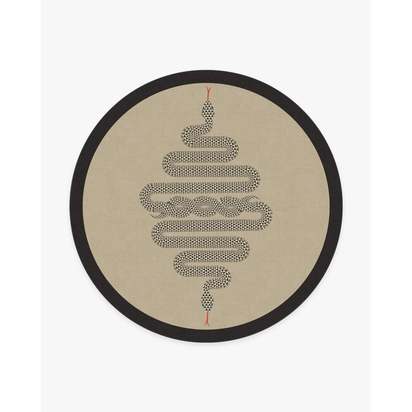Venom Neutral Flatwoven Rug by Jonathan Adler - 245 Round cm - Rug + Cushioned Pad System