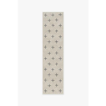Crosby Birch & Charcoal Flatwoven Rug - 75 x 305 cm - Rug + Cushioned Pad System