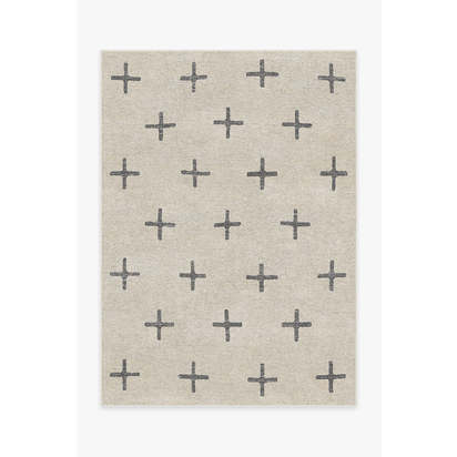 Crosby Birch & Charcoal Flatwoven Rug - 150 x 215 cm - Rug + Cushioned Pad System