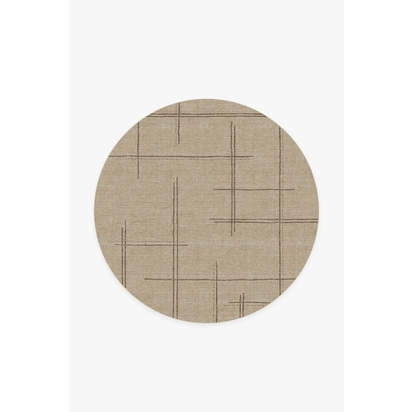 Stellan Latte Brown Flatwoven Rug - 185 Round cm - Rug + Cushioned Pad System