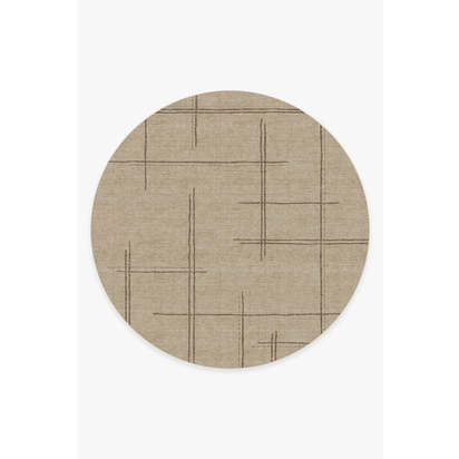Stellan Latte Brown Flatwoven Rug - 245 Round cm - Rug + Cushioned Pad System