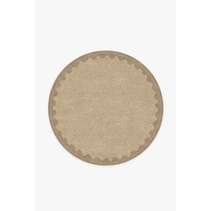 Orla Tan Flatwoven Rug - 185 Round cm - Rug + Cushioned Pad System