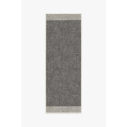 Solvi Charcoal Flatwoven Rug - 75 x 215 cm - Rug + Cushioned Pad System