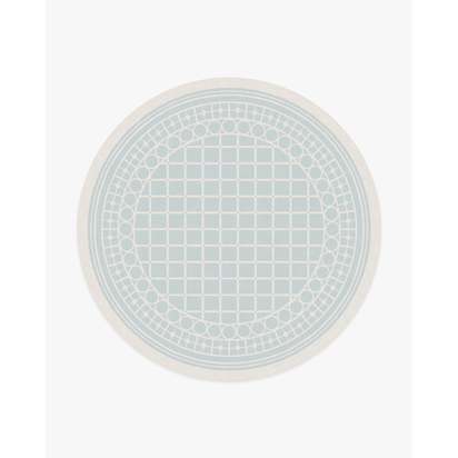Palm Beach Powder Blue Flatwoven Rug by Gray Malin - 245 Round cm - Rug + Cushioned Pad System