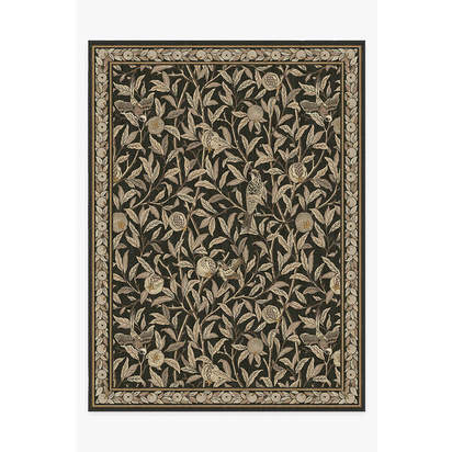 Bird & Pomegranate Soft Black Flatwoven Rug by Morris & Co. - 275 x 365 cm - Rug + Cushioned Pad System