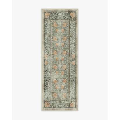 Pimpernel Jade Flatwoven Rug by Morris & Co. - 75 x 215 cm - Rug + Cushioned Pad System