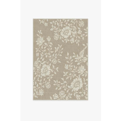 Mallow Flower Natural Stone Flatwoven Rug by Morris & Co. - 120 x 185 cm - Rug + Cushioned Pad System