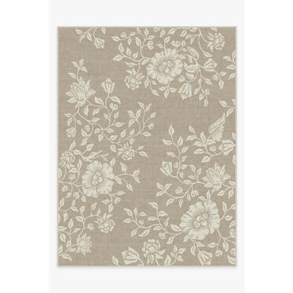 Mallow Flower Natural Stone Flatwoven Rug by Morris & Co. - 275 x 365 cm - Rug + Cushioned Pad System