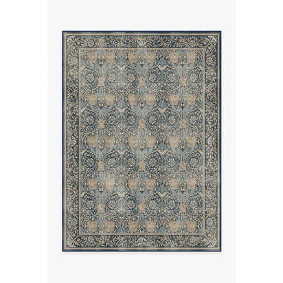 Honeysuckle & Tulip Indigo Flatwoven Rug by Morris & Co. - 150 x 215 cm - Rug + Cushioned Pad System
