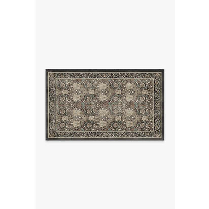 Honeysuckle & Tulip Dark Wood Flatwoven Rug by Morris & Co. - 90 x 150 cm - Rug + Cushioned Pad System