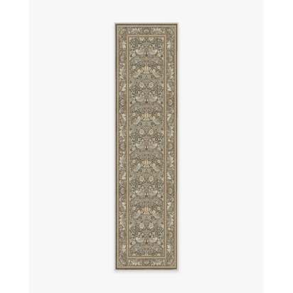 Strawberry Thief Stone Gold Flatwoven Rug by Morris & Co. - 75 x 305 cm - Rug + Cushioned Pad System