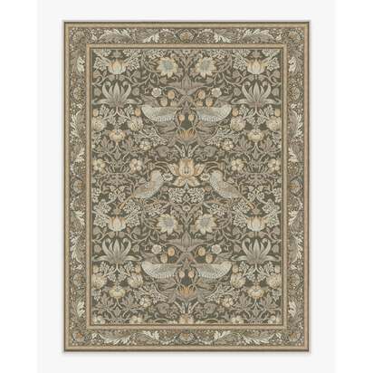Strawberry Thief Stone Gold Flatwoven Rug by Morris & Co. - 275 x 365 cm - Rug + Cushioned Pad System