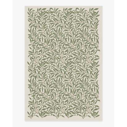 Pure Willow Boughs Green Flatwoven Rug by Morris & Co. - 185 x 275 cm - Rug + Cushioned Pad System