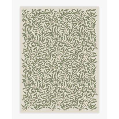 Pure Willow Boughs Green Flatwoven Rug by Morris & Co. - 275 x 365 cm - Rug + Cushioned Pad System