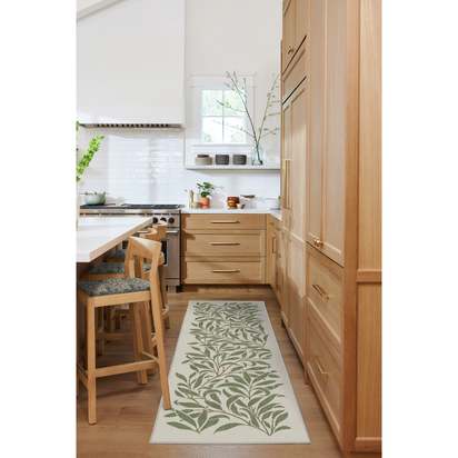 Pure Willow Boughs Green Flatwoven Rug by Morris & Co. - 275 x 365 cm - Rug + Cushioned Pad System