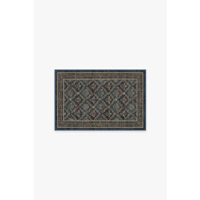 Bellflowers Blue Flatwoven Rug by Morris & Co. - 60 x 90 cm - Rug + Cushioned Pad System