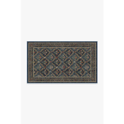Bellflowers Blue Flatwoven Rug by Morris & Co. - 90 x 150 cm - Rug + Cushioned Pad System
