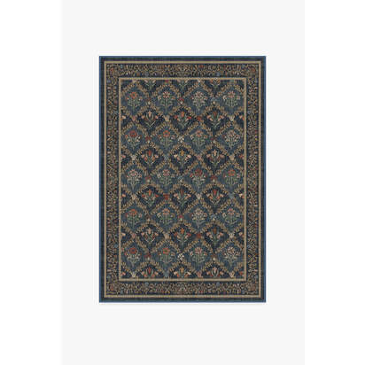 Bellflowers Blue Flatwoven Rug by Morris & Co. - 120 x 185 cm - Rug + Cushioned Pad System