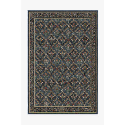 Bellflowers Blue Flatwoven Rug by Morris & Co. - 185 x 275 cm - Rug + Cushioned Pad System