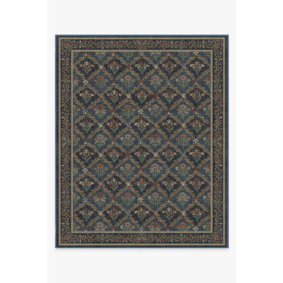 Bellflowers Blue Flatwoven Rug by Morris & Co. - 245 x 305 cm - Rug + Cushioned Pad System