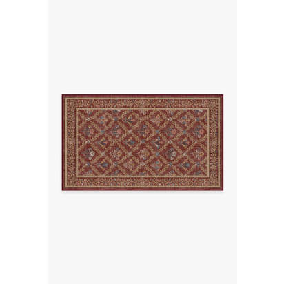 Bellflowers Amber Red Flatwoven Rug by Morris & Co. - 90 x 150 cm - Rug + Cushioned Pad System
