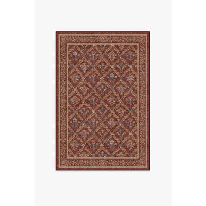 Bellflowers Amber Red Flatwoven Rug by Morris & Co. - 120 x 185 cm - Rug + Cushioned Pad System