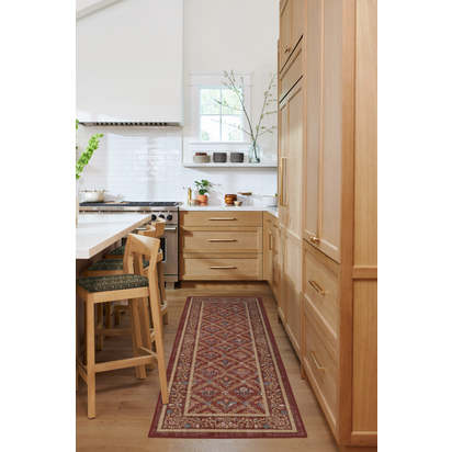 Bellflowers Amber Red Flatwoven Rug by Morris & Co. - 150 x 215 cm - Rug + Cushioned Pad System