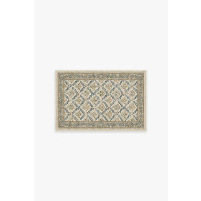 Bellflowers Ivory & Gold Flatwoven Rug by Morris & Co. - 60 x 90 cm - Rug + Cushioned Pad System
