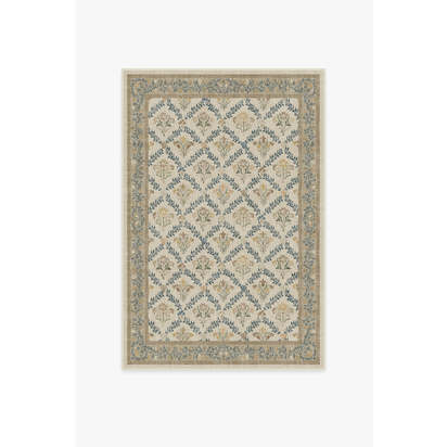 Bellflowers Ivory & Gold Flatwoven Rug by Morris & Co. - 120 x 185 cm - Rug + Cushioned Pad System
