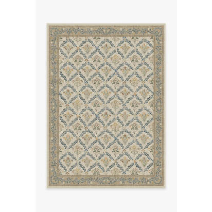 Bellflowers Ivory & Gold Flatwoven Rug by Morris & Co. - 150 x 215 cm - Rug + Cushioned Pad System