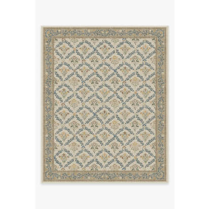 Bellflowers Ivory & Gold Flatwoven Rug by Morris & Co. - 245 x 305 cm - Rug + Cushioned Pad System