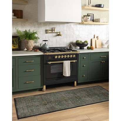 Blackthorn Forest Green Flatwoven Rug by Morris & Co. - 90 x 150 cm - Rug + Cushioned Pad System