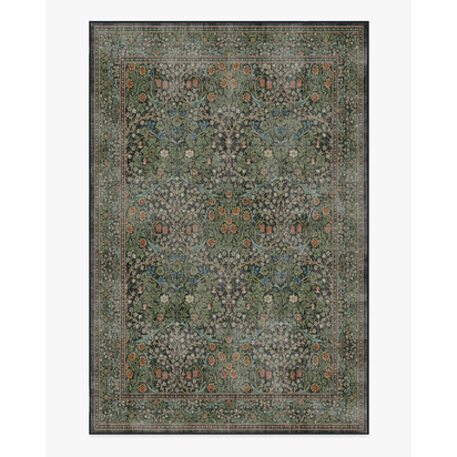 Blackthorn Forest Green Flatwoven Rug by Morris & Co. - 185 x 275 cm - Rug + Cushioned Pad System
