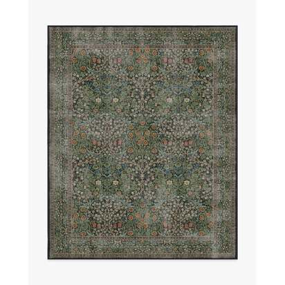 Blackthorn Forest Green Flatwoven Rug by Morris & Co. - 245 x 305 cm - Rug + Cushioned Pad System